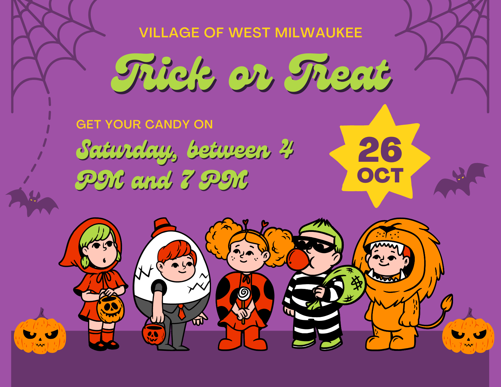 Trick or Treat Flyer 2024 Village of West Milwaukee
